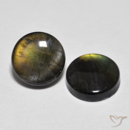 Gemas de Espectrolita Multicolor natural de 3.53 ct, Redondo, Opaco