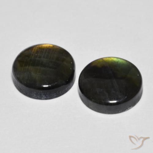 Gemas de Espectrolita Multicolor natural de 3.53 ct, Redondo, Opaco