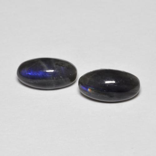 Gemas de espectrolita multicolor natural de 1,37 ct, corte óvalo, opaco