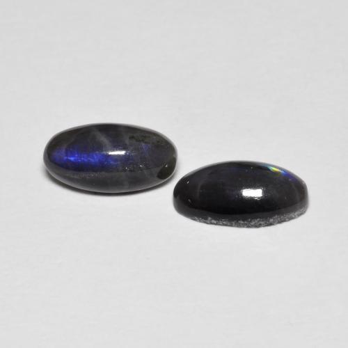 Gemas de espectrolita multicolor natural de 1,37 ct, corte óvalo, opaco