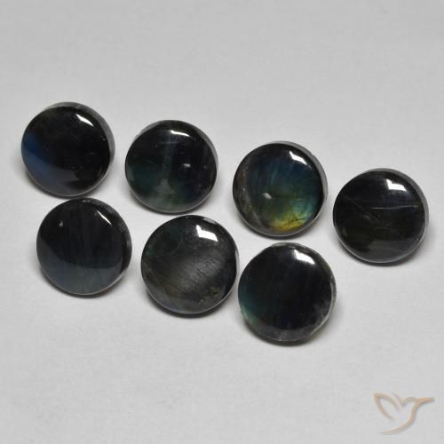 Espectrolita Multicolor natural de 1.83 ct, Redondo, Opaco