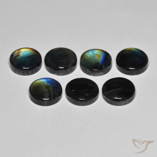 Espectrolita Multicolor natural de 1.83 ct, Redondo, Opaco