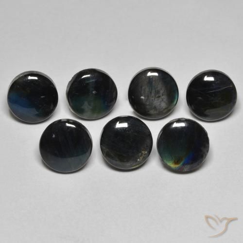 Espectrolita Multicolor natural de 1.83 ct, Redondo, Opaco