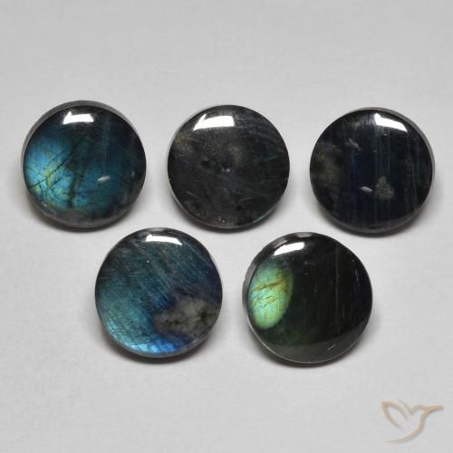Espectrolita multicolor natural de 1,55 ct, corte redondo, opaco