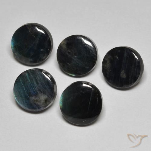 Espectrolita multicolor natural de 1,55 ct, corte redondo, opaco