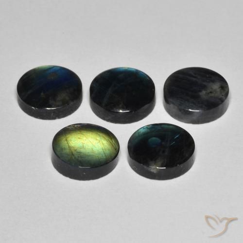 Espectrolita multicolor natural de 1,55 ct, corte redondo, opaco