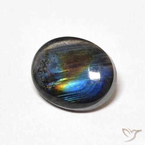 Espectrolita Multicolor natural de 1.93 ct, Ovalada, Opaco