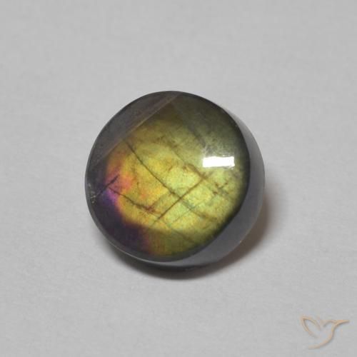 Espectrolita Multicolor natural de 1.30 ct, Redondo, Opaco