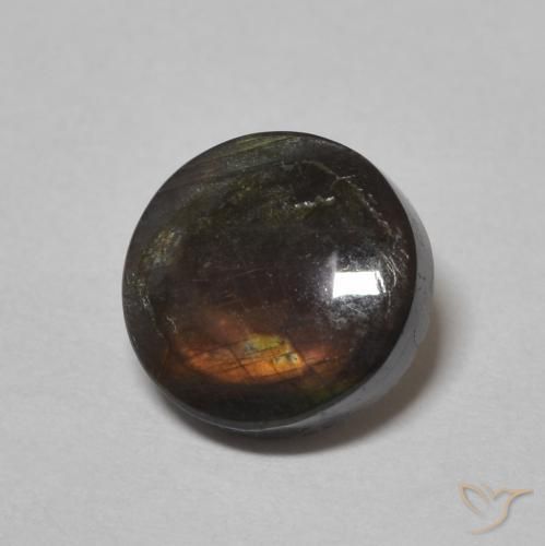Espectrolita Multicolor natural de 1.51 ct, Redondo, Opaco