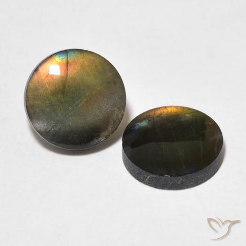Gemas de Espectrolita Multicolor natural de 2.71 ct, Redondo, Opaco