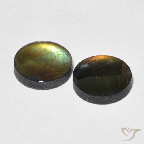 Gemas de Espectrolita Multicolor natural de 2.71 ct, Redondo, Opaco