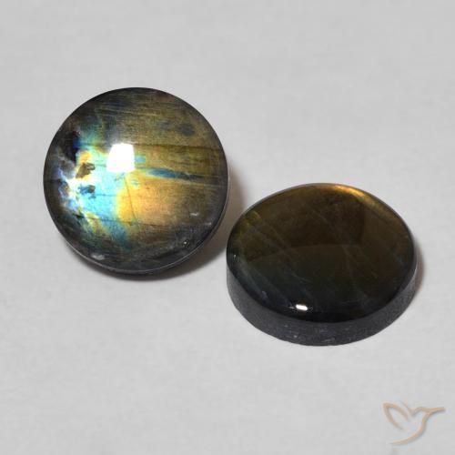 Gemas de Espectrolita Multicolor natural de 3.11 ct, Redondo, Opaco