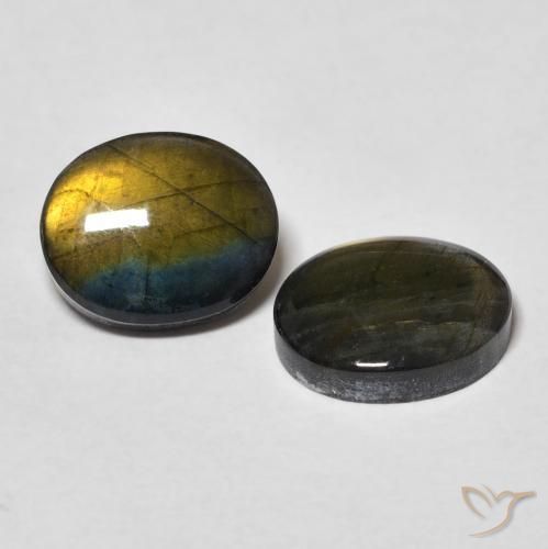 Gemas de Espectrolita Multicolor natural de 4.37 ct, Ovalada, Opaco