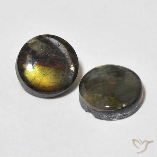 Gemas de Espectrolita Multicolor natural de 3.41 ct, Redondo, Opaco