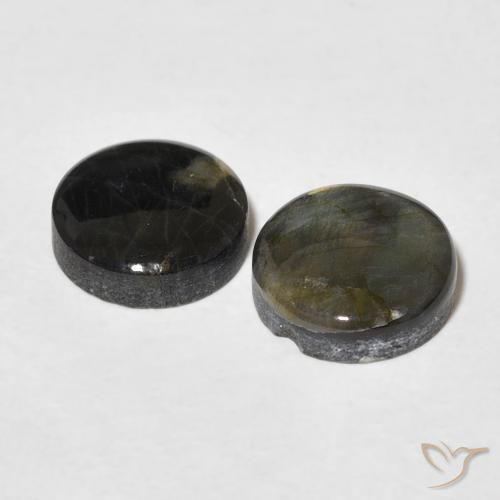 Gemas de Espectrolita Multicolor natural de 3.41 ct, Redondo, Opaco