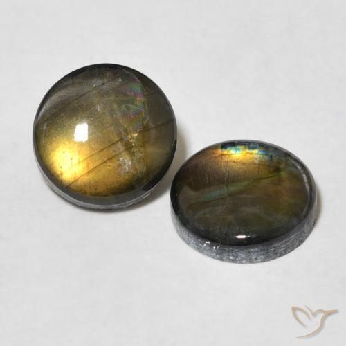 Gemas de Espectrolita Multicolor natural de 3.16 ct, Redondo, Opaco
