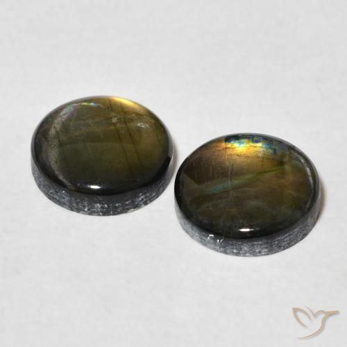 Gemas de Espectrolita Multicolor natural de 3.16 ct, Redondo, Opaco