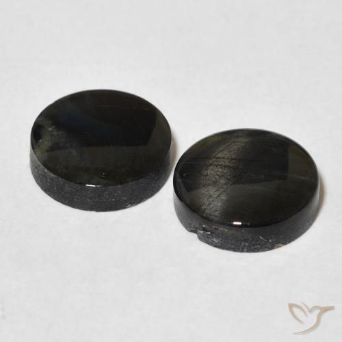 Gemas de espectrolita multicolor natural de 3,38 ct, corte redondo, opaco