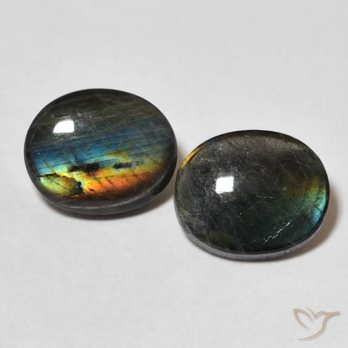 Gemas de Espectrolita Multicolor natural de 4.00 ct, Corte Óvalo, Opaco