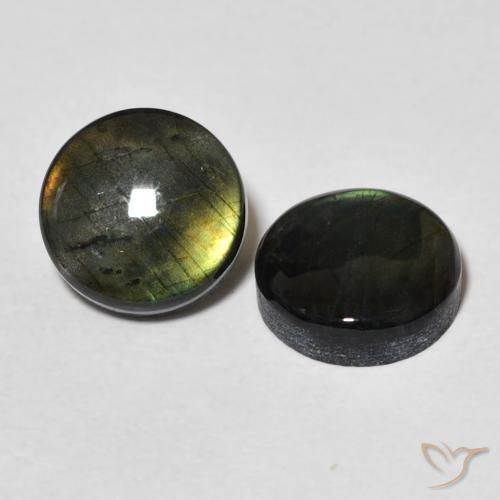 Gemas de Espectrolita Multicolor natural de 3.55 ct, Redondo, Opaco
