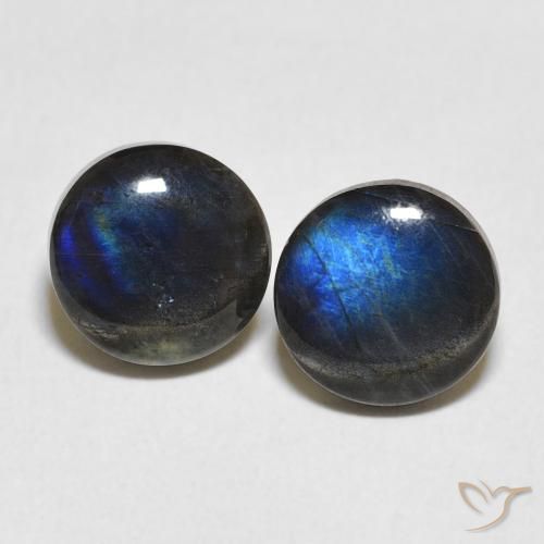 Gemas de Espectrolita Multicolor natural de 3.73 ct, Redondo, Opaco