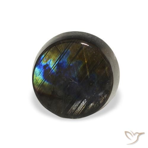 Espectrolita Multicolor natural de 1.46 ct, Redondo, Opaco