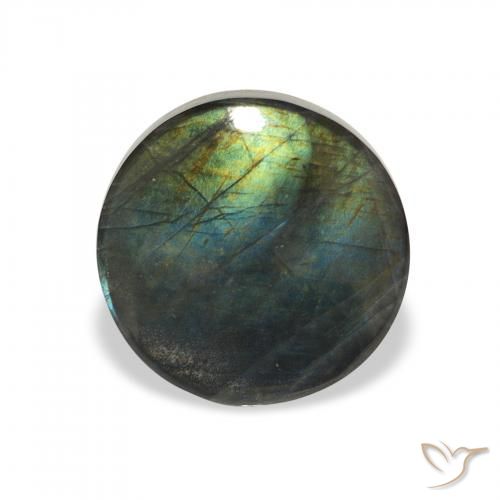 Espectrolita Multicolor natural de 2.28 ct, Redondo, Opaco