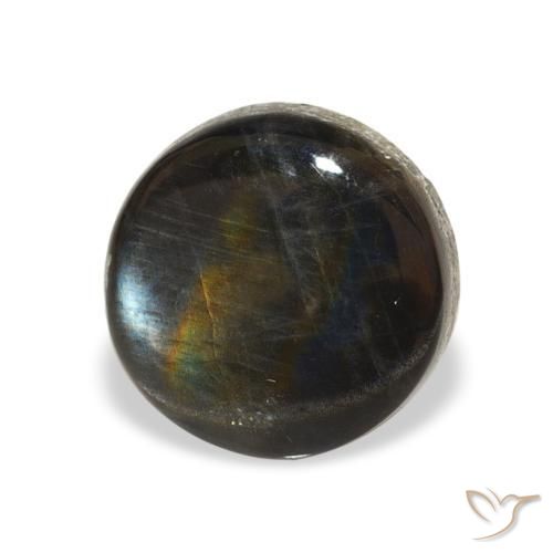 Espectrolita Multicolor natural de 1.59 ct, Redondo, Opaco