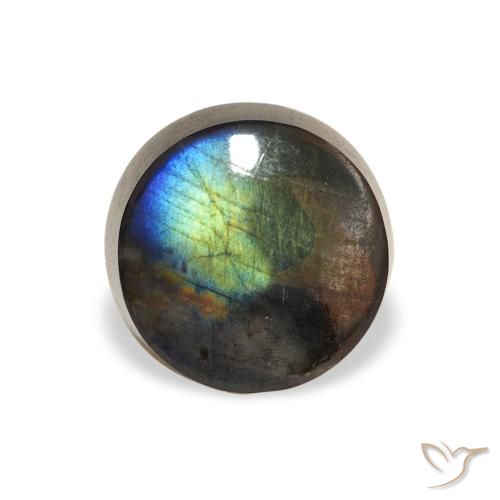 Espectrolita Multicolor natural de 1.41 ct, Redondo, Opaco