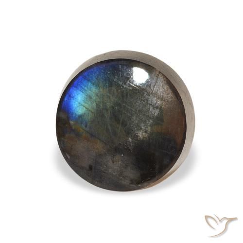 Espectrolita Multicolor natural de 1.41 ct, Redondo, Opaco