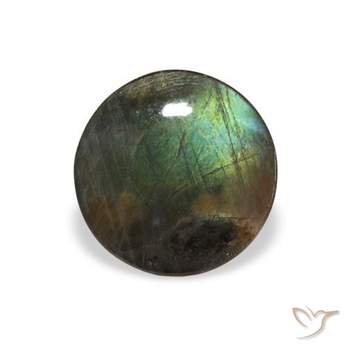 Espectrolita Multicolor natural de 0.94 ct, Redondo, Opaco