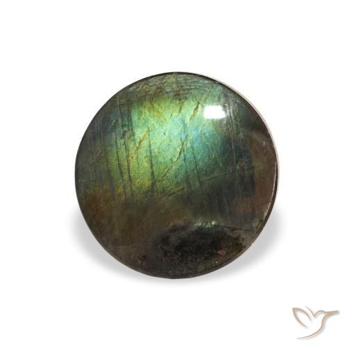 Espectrolita Multicolor natural de 0.94 ct, Redondo, Opaco