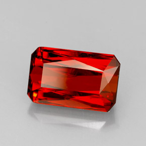 Granate espesartita naranja natural de 3,79 ct, corte esmeralda, VS-SI