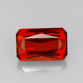 Granate espesartita naranja natural de 3,79 ct, corte esmeralda, VS-SI