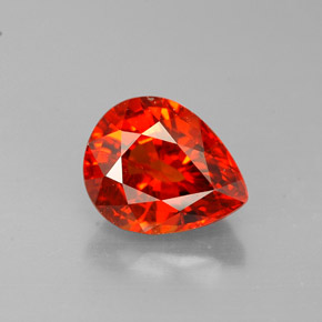 Granate espesartita naranja natural de 1,91 ct, en forma de pera, VS