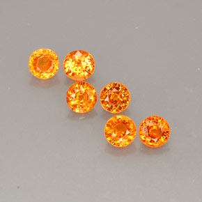 Gemas de granate espesartita naranja natural de  ct, corte redondo, VVS-VS