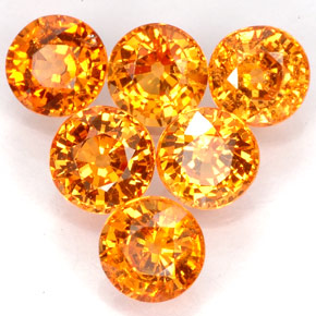 Gemas de granate espesartita naranja natural de  ct, corte redondo, VVS-VS