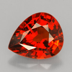 Hilo de espesartita Naranja rojizo natural de 3.12 ct, En forma de pera, VVS