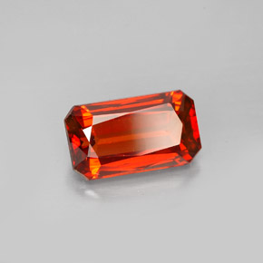 Granate espesartita naranja natural de 2,79 ct, corte esmeralda, VS-SI