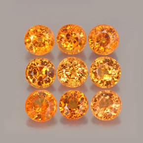 Gemas de granate espesartita naranja natural de  ct, corte redondo, VS