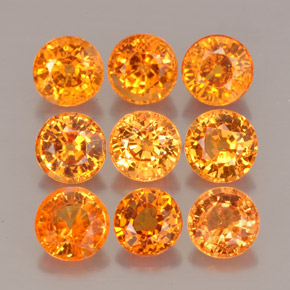 Gemas de granate espesartita naranja natural de  ct, corte redondo, VS