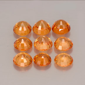 Gemas de granate espesartita naranja natural de  ct, corte redondo, VS