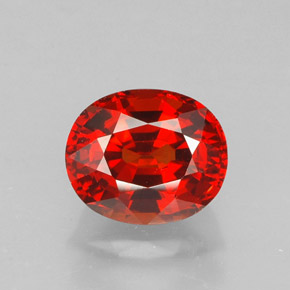 Granate espesartita rojo natural de 2,13 ct, corte óvalo, IF