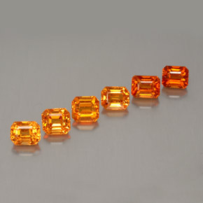 Gemas de granate espesartita naranja natural de 3,42 ct, corte esmeralda, VVS-VS