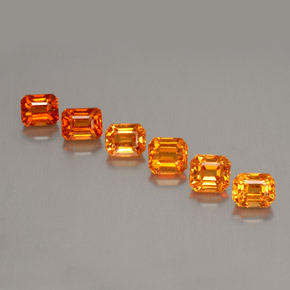 Gemas de granate espesartita naranja natural de 3,42 ct, corte esmeralda, VVS-VS