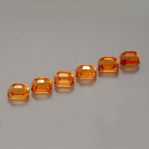 Gemas de granate espesartita naranja natural de 3,42 ct, corte esmeralda, VVS-VS