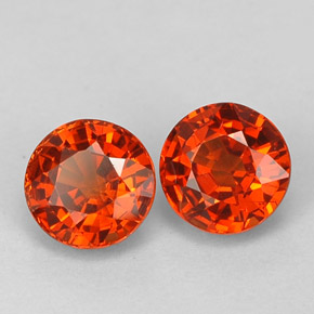 Gemas de granate espesartita naranja natural de  ct, corte redondo, VVS-VS