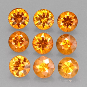 Gemas de granate espesartita naranja natural de  ct, corte redondo, VS