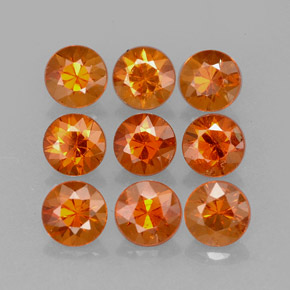 Gemas de granate espesartita naranja natural de  ct, corte redondo, VS