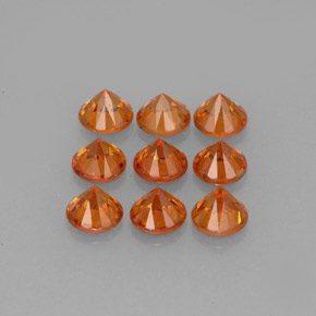 Gemas de granate espesartita naranja natural de  ct, corte redondo, VS